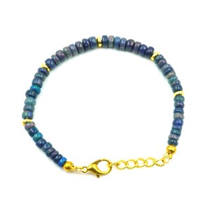 HAYAAT GEMS Black Opal Multi <b>Fire</b> Cabochon Bohemia Style 18K Gold Plated Imitation Pearl Beads Bracelet Gift for Her - Product Image 6