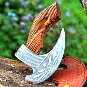 Hacha para Pizza Hecha a Mano de Alta Calidad, Forjada en Acero con Alto Contenido de Carbono, Estilo Vikingo, con Funda de Cuero y Madera Tallada para Cortar - Product Image 2