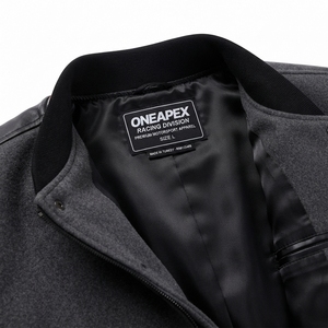 Blouson de course pour homme noir anthracite, style Letterman et Bomber, brodé, streetwear, vêtements en gros - Product Image 4