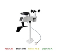Sensor Stasiun Cuaca Berkabel FT019T Dengan Pengukur Suhu Kelembaban Curah Hujan Anemometer Radiasi UV Surya Antarmuka RS485 atau Serial