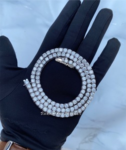 Thanh Lịch Sang Trọng 925 Sterling Silver Iced Vs Phòng Thí Nghiệm Grown Kim Cương Quần Vợt Vòng Cổ 5Mm Hip Hop Unisex Tùy Chỉnh Engagement Quà Tặng Đồ Trang Sức - Product Image 1