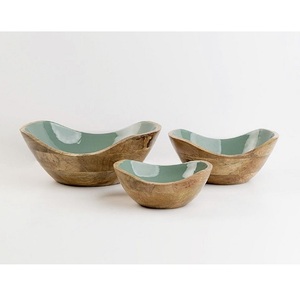 Bol à salade en bois écologique, taille et design personnalisés, bol de service émaillé, décoration de table, vaisselle de cuisine, plateaux à fruits en bois - Product Image 1