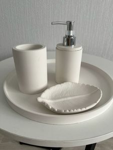 Ensemble de salle de bain en marbre noir, style rustique, en pierre naturelle, avec distributeur et plateau, accessoires de salle de bain faits à la main, décoration de vanité. - Product Image 5