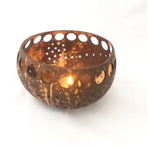 Support de bougie en coquille de noix de coco, décoration bohème, porte-bougies à thé, centre de table pour mariage - Product Image 5