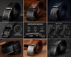 Ceinture automatique en cuir véritable pour homme, couleur unie, boucle en alliage, style formel, moulage monobloc, design durable, taille personnalisable - Product Image 3