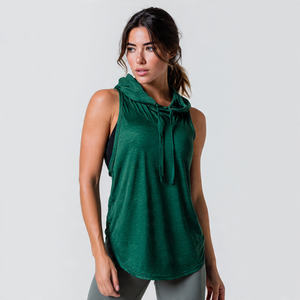 Camiseta sin mangas con capucha para mujer, tejida, para otoño, gimnasio, fitness, entrenamiento - Top muscular transpirable de alta calidad con diseño frontal - Product Image 2