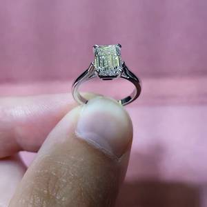 Moissanite 2CT <b>Emerald</b> Cut Romantic Signet <b>Ring</b> Original 925 <b>Silver</b> Fine Modern Style Anniversary Gift For Girlfriends - Product Image 6