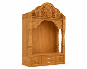 Wooden Pooja Mandir Ideas for Indian Homes in USA Solid Wood Handmade Pooja Ghar Mandir Hindu Prayer Altar <b>Cabinet</b> with Ganesha - Product Image 3