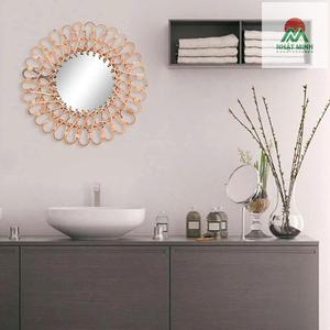 Miroir mural en rotin, miroir rond mural en rotin original en forme de tournesol, décoration - Product Image 2