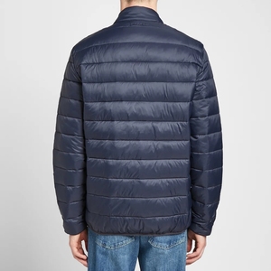 Vestes matelassées coupe-vent décontractées à col montant avec logo personnalisé pour hommes, manteau d'hiver rembourré à capuche avec fermeture éclair - Product Image 4