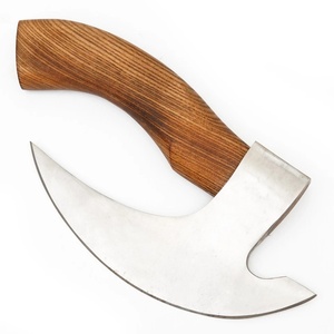 Hache à pizza barbue faite à la main en acier à haute teneur en carbone, hache de survie d'extérieur avec manche en bois gravé, personnalisable OEM ODM, vente en gros UA - Product Image 4