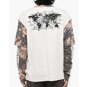 Camiseta de manga larga oversize de doble capa para hombre, estilo streetwear, con estampado gráfico vintage, tie-dye, de algodón, estilo hip hop, lavada. - Product Image 3