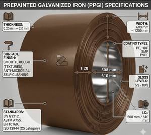 Bobina de Acero Galvanizado con Recubrimiento de Color para Paneles de Puertas de Garaje - Product Image 2