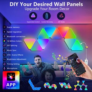 Pannelli LED RGB Triangolari da Parete, Set da 10 Luci Modulari Intelligenti con App e Telecomando, Sincronizzazione Musicale - Product Image 3
