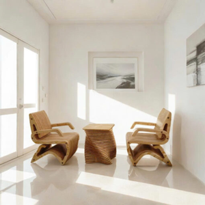 Modern Wood Armchair Set with Side <b>Table</b> for <b>Living</b> Room Decor - Product Image 4