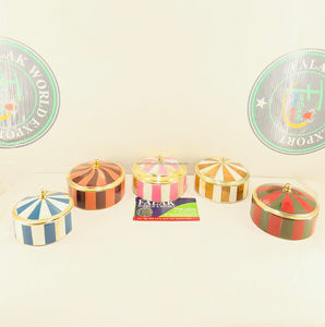 Two Line Eco-Friendly Mother of Pearl Inlay <b>Shell</b> Box with <b>Mirror</b> Polish Round Modern Keepsake Craft Box - Product Image 5