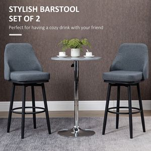 Taburetes de bar contemporáneos extra altos (juego de 2) con giro de 360° y patas de acero - Gris oscuro - Product Image 4