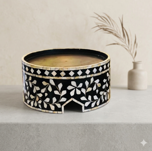 Elegante Soporte para Pastel de Una Sola Capa con Incrustaciones de Madera, Acrílico y Madreperla, Bandeja para Servir Postres, Plato para Pastel, Decoración Duradera, Solo Lavar a Mano - Product Image 1