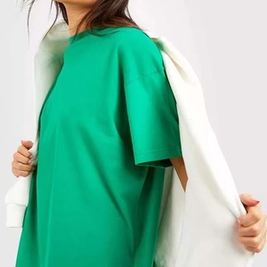 Customized Color Summer Short Sleeve women shirts Eco-Friendly 100%Cotton Latest Design Women's Loose <b>Canvas</b> Oversized T-Shirt - Product Image 2