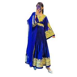 Robe afghane professionnelle à coupe trapèze pour femme, broderie lourde faite main, manches courtes, robes de mariage afghanes par QJ IMPEX - Product Image 1
