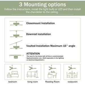 Ventilatore da Soffitto con Pale in Legno Massello da 52 Pollici, Luce, Telecomando, Motore Silenzioso Reversibile, 6 Velocità, 3 Opzioni di Colore per Patio e Soggiorno - Product Image 4