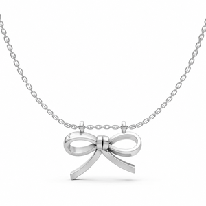 Cute Bowknot Pendant Necklace 925 Sterling <b>Silver</b> Rose Gold Plated Women's Jewelry for Wedding Gift Party Everyday Wear - Product Image 1