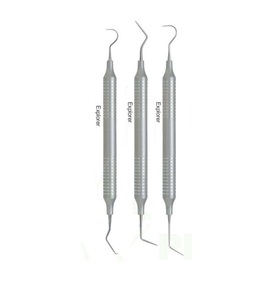 Sonda exploradora dental profesional de acero inoxidable, instrumento de diagnóstico, herramienta de examen clínico metálica - Product Image 1