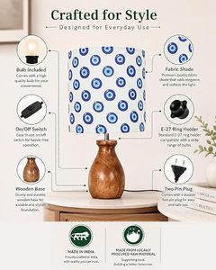 Lámpara de Mesa Moderna de Madera con Diseño Decorativo de Hojas y Ojo Turco para Sala de Estar y Dormitorio - Product Image 4