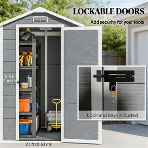 Casetta da Giardino in Plastica Grigia per Attrezzi e Uso Esterno - Product Image 3