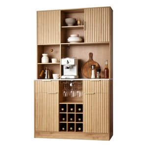 Mobile Bar Moderno con Portabottiglie per 9 Bottiglie, Luce LED, Stazione di Ricarica, Porta Bicchieri, Credenza Buffet - Product Image 1