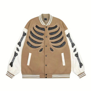 Blousons Bomber Varsity Unisexe Personnalisés en Laine de Haute Qualité avec Appliques Motifs Os et Nervures sur le Devant, Grande Taille, Imperméables et Coupe-Vent - Product Image 6