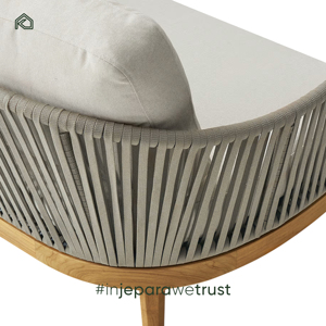 Sofá de Ratán Nórdico Moderno y Duradero para Exteriores, Resistente al Agua, con Estructura de Teca, Muebles Ecológicos para Comedor y Hotel - Product Image 5