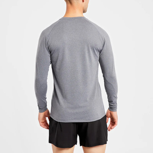 Camiseta de Manga Larga para Hombre, Color Sólido Personalizado, OEM, Tejido Transpirable de Secado Rápido, Cuello Redondo, Informal, para Gimnasio y Running - Product Image 5
