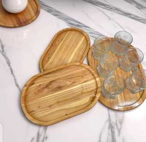 Rustic Acacia Wood Serving Tray Set - Handcrafted <b>Kitchen</b> & Home <b>Decor</b> - Product Image 6