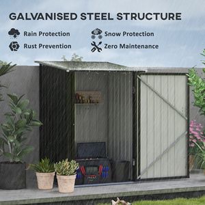 Casetta da Giardino in Metallo con Chiusura di Sicurezza 3.3FT X 3.4FT, Resistente alle Intemperie, con Telaio in PVC - Product Image 6