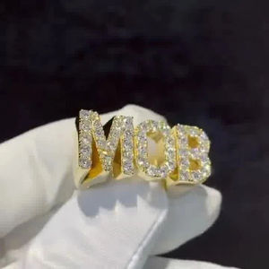 Bague en argent 925 avec initiale en moissanite, personnalisée, style hip-hop, pour homme, rappeur, pour la fête des mères, style glacé - Product Image 5