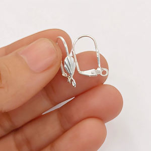Ganchos para pendientes tipo leverback con diseño de concha de latón, chapados en oro y plata, tipo leverback francés, fornituras de joyería para pendientes DIY - Product Image 6