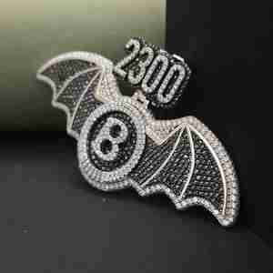 Colgante Personalizado de Batman con Incrustaciones de Diamantes, 2300 Bail, Número Personalizado, Acero Inoxidable, Moissanita, Chapado en Platino, 6.40 CT, Joyas DOPE, Regalo - Product Image 2
