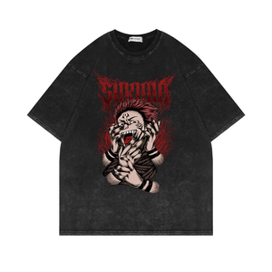 Camiseta de Hombre Oversize con Estampado de Anime, 100% Algodón Lavado, Manga Corta, Estilo Hip Hop Urbano, Top Casual de Verano, Camiseta Gráfica Vintage - Product Image 6