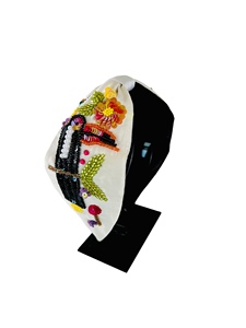 Serre-tête rembourré brodé main avec toucan, pour femmes et filles, bandeau tropical perlé, coloré, style boutique, pour les vacances - Product Image 1