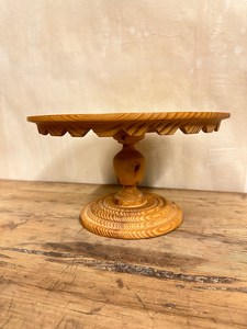 Wooden Pedestal Cake Stand with carved Edges Style Decorative Dessert <b>Platter</b> for Birthday Party Table Centerpiece For dinning - Product Image 6