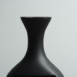 Modern Matte <b>Black</b> Metal <b>Flower</b> <b>Vase</b> Featuring A Slender Flared Neck Bulbous Body And Horizontal Cutout Accent For Decoration - Product Image 3