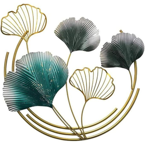 Décoration murale en fer de qualité supérieure, feuilles de Ginkgo dorées, pour la maison, le salon et la décoration d'hôtel - Product Image 6