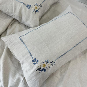 Custom Wholesale Embroidery Pretty Floral Duvet Cover <b>Sets</b> Soft Natural Linen Machine-washable <b>Bedding</b> <b>Sets</b> Home Hotel Wedding - Product Image 3