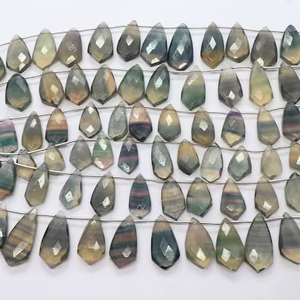 Perles de fluorite naturelle facettées en forme de cravate AAA 9x16-10x21 MM, perles de pierres précieuses en fluorite, perles de fluorite facettées en forme de cravate de 8 pouces - Product Image 1
