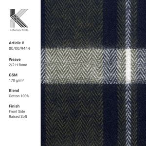 Tissu Sergé Chevrons 100% Coton Teint en Fil 170 GSM Vert Marine à Carreaux Tissage en Relief Finition Douce Fabricant OEM ODM Vente en Gros - Product Image 1