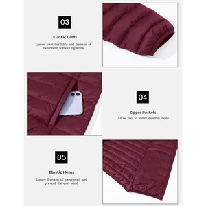 Custom <b>Men</b> Autumn Winter Outerwear Solid Color Stand Collar Puffer <b>Jacket</b> Zipper Closure Pockets Manufactured Fabric <b>for</b> Formal - Product Image 4