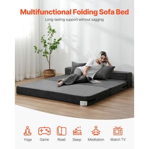 3 in 1 Convertible Sleeper 25D High Density Memory Foam <b>Folding</b> <b>Sofa</b> <b>Bed</b> with 2 Washable Covers for Gym and Hotel Use - Product Image 2