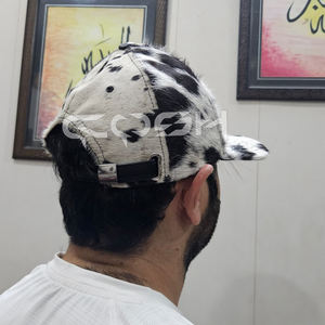 Gorra de Béisbol de Cuero con Pelo de Vaca, Estampado de Vaca Occidental, Ajustable - Product Image 2