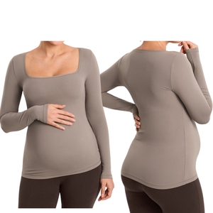 Body de Maternidad Personalizado al por Mayor para Mujer, Top sin Mangas con Cuello Redondo, Elástico, para Embarazo y Yoga - Product Image 1